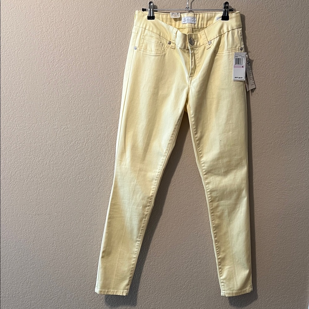 Seven7 Women's Light Yellow Skinny Pants